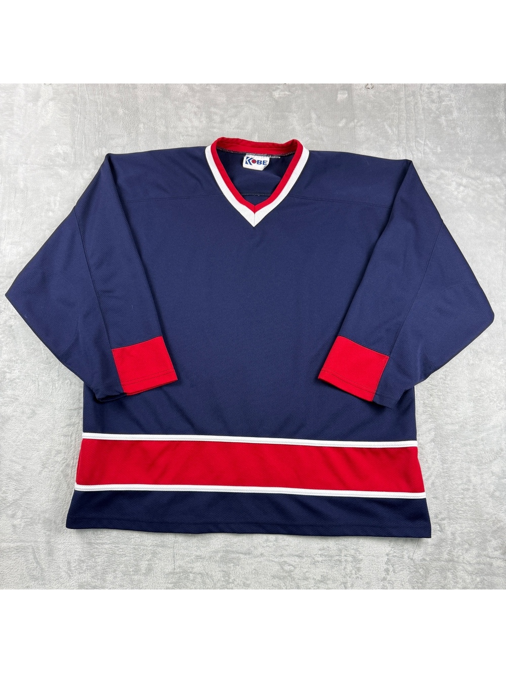 Vintage Kobe Hockey Jersey Mens Navy Red Blank Practice Team Canada Style Mesh